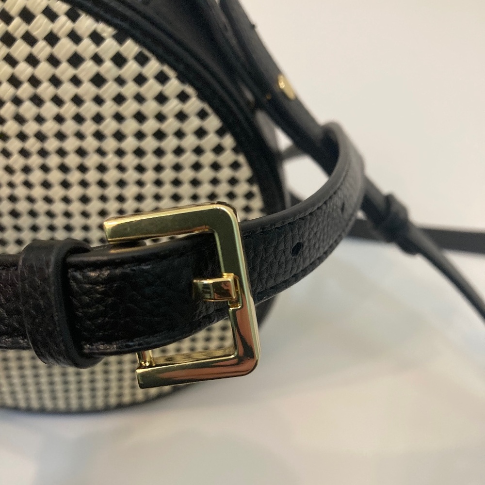 Never Fully Dressed Circle Cross Body Bag - Black and White Checked - Picture 4 of 10